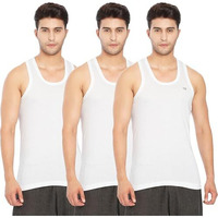 Lux Cozi 100% Cotton Men Sleeveless Round Neck Vest - Modern White Baniyan For Men, Pack Of 3 (White_90)