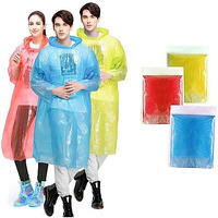 Allextreme Poncho Raincoat With Hood Water Resistant Rain Protection Rainsuit Reusable Raingear For Outdoor Traveling (Random Color, Pack Of 3)