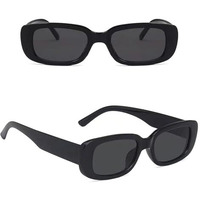 Bowiemall Polarized Sunglasses For Men Women Retro Stylish Rectangle Goggles Square Sunglass Rectangular Aesthetic Glasses Uv Unisex (Black) - Pack Of 1 (45*30*40 Mm)