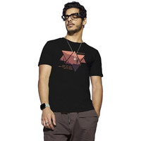 Bewakoof Men's Printed 100% Cotton T-Shirt - Regular Fit, Round Neck, Half Sleeves Black