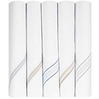 Caruso Italy Men's Premium 100% Pure Cotton Handkerchief White Base Colored Border - Pack Of 5 (44 X44 Cm)