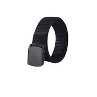 Simpl Living Nylon Fabric Belt For Men, Plastic Flap Buckle, No Hole Canvas Belt (Black, Fits Upto 40" Waist)