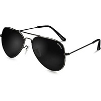 Elegante Classic Hd Polarized Aviator Sunglasses For Men & Women, 100% Uv Protected, Lightweight Copper Frame (Black, Medium)