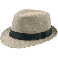 Clothera Fashion Straw Fedora/Trilby Summer Jute Hat For Men Beige, Free Size