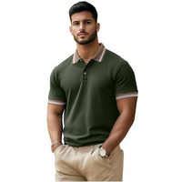 Veirdo Pure Cotton Half Sleeves Regular Fit Plain Solid Classic Polo Colored Collar T-Shirt For Men (Polo_Tpclr_Olv_Xl)