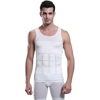 Ada MenS Slimming Body Shaper Vest Shirt Abs Abdomen Slim Stretchable Tummy Tucker Vest (White) - Large
