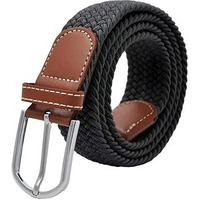 Simpl Living Canvas Elastic Braided Woven Stretch Fabric Casual Belt For Men And Women (Black, Fits Upto 40" Waist)