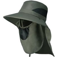 Gustave Sun Hat Wide Brim Hat Hiking Uv-Protection Sun With Neck Flap & Removable Face Cover Green