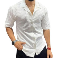 Funky Rich Funkyrich Textured Popcorn Shirts For Men || Casual Shirt For Men || Shirt For Men|| Men Stylish Half Sleeve Shirt || Men Fancy Shirt (In, Alpha, L, White)