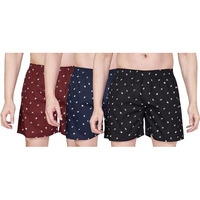 Nermosa Pure Cotton Comfortable & Breathable Printed Regular Shorts/Boxer For Men, Pack Of 3 (In, Alpha, Xl, Plus, Multicolor3)