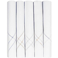Caruso Italy Men's Luxury 100% Pure Cotton Casual Style Handkerchief White Base With Colored Border - Pack Of 5