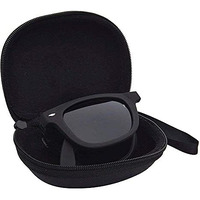 Usjones Polarized Modern Black Square Foldable Sunglasses With Case (Black)