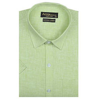Accox Men's Half Sleeves Formal Regular Fit Cotton Linen Shirt(Gc308_42) Lightgreen