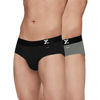 Xyxx Cotton Regular Solid (Pack Of 2) (Aero Briefs For Men_Black+Frost Grey_L)