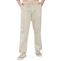 Divisive Men's Relaxed Fit Cotton Linen Trousers (Dpt8_32_Ivory)