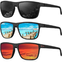 Rocf Rossini 3 Pack Polarized Sunglasses For Men Lightweight Sun Glasses With Uv Protection For Driving Fishing Golf (Black+Ice Blue+Red),Rectangular