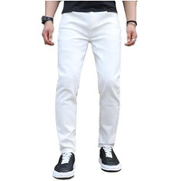 Ben Martin Men's Regular Fit Stretchable 32 Size White Cotton Denim High Rise Jeans Pant For Men, Jj3-18