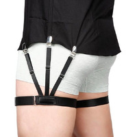 Droposale Shirt Stays Adjustable Elastic Garter Military Holder With Non-Slip Steel Locking Clamps Pack Of 1 Black Pair (Stil)