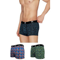 Xyxx Men's Modal Modern Stretch Trunks (Pack Of 3) (Xytrnk_R5_03_Camo Blue & Orange+Lightning Bolt+Yoga Pet_L)