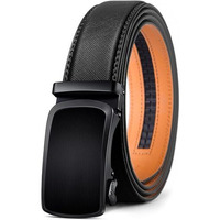 Contacts Genuine Leather Belt For Men With Easier Adjustable Autolock Buckle Fit Everywhere |Formal & Casual | Elegant Gift Box (45-Black-Waist Size Fit From 28" To 42")