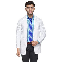Q3 Casual Style Apron Lab Coat Wrinkle Resistant Poly Cotton Unisex Full Sleeves (Medium - 38), White