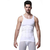 Olivio Men Slimming Body Shaper Vest Shirt Abs Abdomen Slim Stretchable Tummy Tucker Vest (White)-Xl