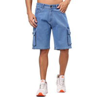 London Hills Denim Shorts For Men - Light Blue Half Pant Jeans