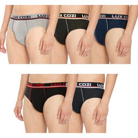 Lux Cozi Mens Cotton Brief Pack Of 5 (Assorted 90 Cm)