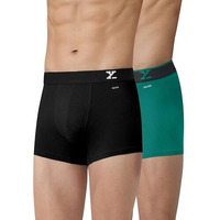 Xyxx Men Micro Modal Trunk, Snug Fit, Solid, Pack Of 2, Xytrnk2Pckn416L, Black+Navigate, L