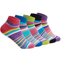 Supersox Ankle Socks For Women Made With Premium Cotton. Stylish Striped Design With Extra Softness, Anti Odour & Anti Bacterial - Free Size, Multicolor (Ankle Length)