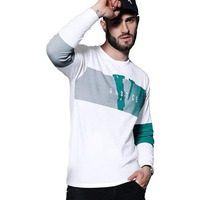 Juari Be A Gentleman Premium Super Combed Cotton Printed T-Shirt For Men - Stylish And Comfortable Long Sleeve Tee Featuring A Modern Color Block Design With Bold Graphic Print (Large, White)
