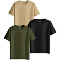 Xenovaurban Unisex Regular Cotton Combo Of 3 Solid Color Tshirt, Size: L