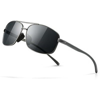 Sungait Men Uv Protection Ultra Lightweight Rectangular Polarized Sunglasses (Gunmetal Frame Gray Lens, 62) Sgt458Qkh-In