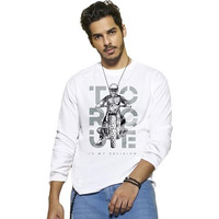 Bewakoof Men's Printed Regular Fit Full Sleeve Round Neck Cotton T-Shirt_ 459653_White_L