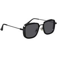 Dervin Unisex Square Non-Polarized Sunglasses Black Frame Black Lens (Medium) - Pack Of 1