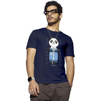 Bewakoof Men's Graphic Print Regular Fit Half Sleeve Round Neck Cotton T-Shirt Blue