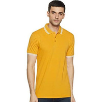 Amazon Brand - Symbol Men's Solid Regular Fit Polo (Ct-Single_Mineral Yellow_S)