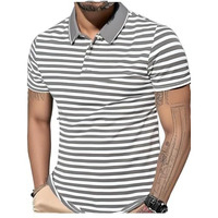 Mack Jonney Men's Striped Cotton Rich Polo T Shirt | Collar Tshirts | Half Sleeves | Stripe-Regular Fit-Mack640712 Grey