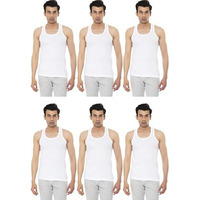 Vip Bonus Men's Sleeveless Vest (White, Size-95Cm)-Pack Of 6 - Relaxed, X Large