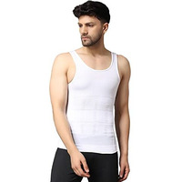 Firstfit Abs Abdomen Body Shaper Slim Fit Vest| Tummy Tucker Slim Fit Vest For Men Shapewear (Color- White) Size- L