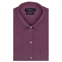 Accox Men's Half Sleeves Formal Regular Fit Cotton Small Pin Check Maroon Shirt(Go535_40)