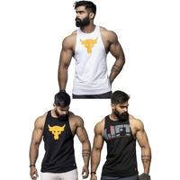 Juari Be A Gentleman Cotton Sleeveless Regular Fit Vest For Men - Set Of 3, L Multicolour