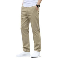 Aahwan Khaki Solid Drawstring Relexed Fit Straight Leg Pants For Men's (283-Khaki-34)