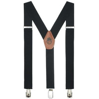 Peluche Plaid Black Black Coloured 3.5Cm Strap Width Elastic Suspenders For Men