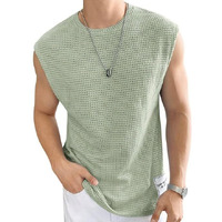 O3E || T-Shirt For Mens Waffle Tank Tops Sleeveless Round Neck Polycotton Use For Gym, Running And Outdoor ||| (In, Alpha, M, Regular, Sea Green)