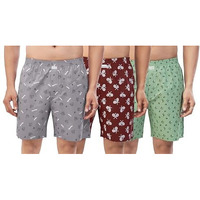 Nermosa Men's Pure Cotton Printed Boxer Shorts  Soft, Breathable, All-Day Comfort (Pack Of 3) | Boxers | (In, Alpha, L, Regular, Multicolor1)