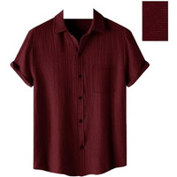 Pinkmint Men's Solid Classic Fit Shirt Maroon