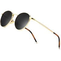Black Jones Ponderable Uv Protection Coating Round Uv Protected Sunglasses For Men And Women Classic Vintage Metal Sun Glasses, Medium