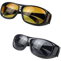 Floovi Hd Vision Uv Protection Bikes And Car Anti-Glare Polarized Sunglasses Unisex Goggles Fit Over Prescription Glasses Bike Riding Car Driving For Men Women Combo Pack Of 2