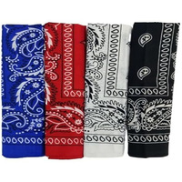 Dikhawa Unisex Cotton Bandana/Head Wrap/Wristband/Face Cover/Handkerchief For Men And Women, Multi (50 * 50Cm, Pack Of 4), Black,White,Red,Royal Blue